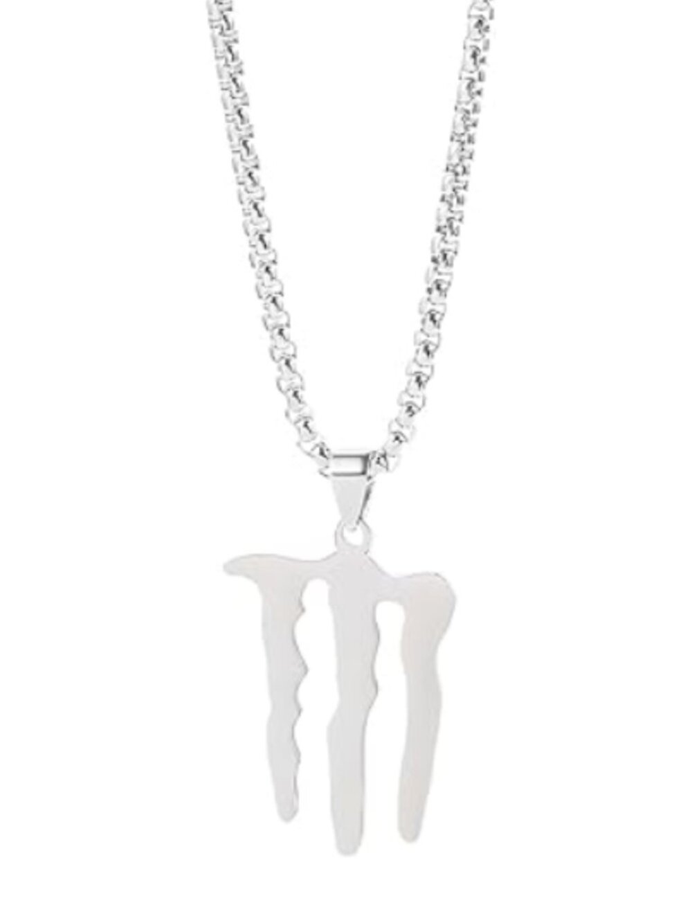 ENERGY DRINK NECKLACE - Stainless Steel "M" Logo Pendant with 23" Chain (Silver) - Picture 7 of 7